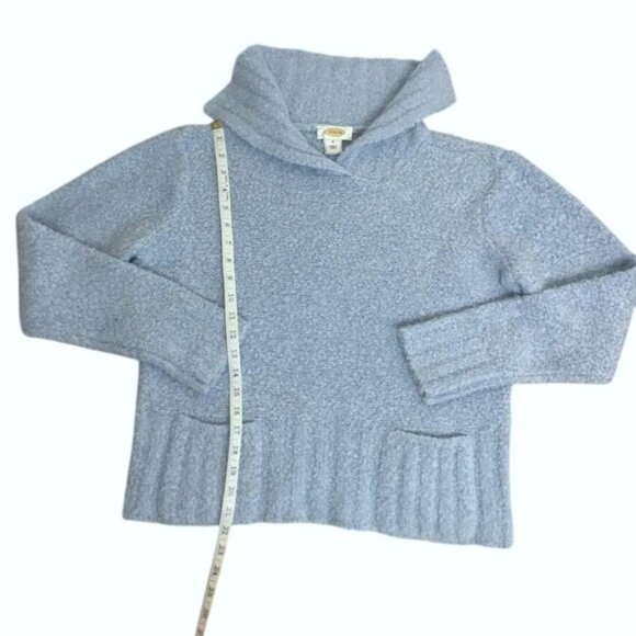 Talbots Women Light Blue Open Cowl Neck Pullover Sweater Pockets Ribbed Hem Sz M - Picture 5 of 7
